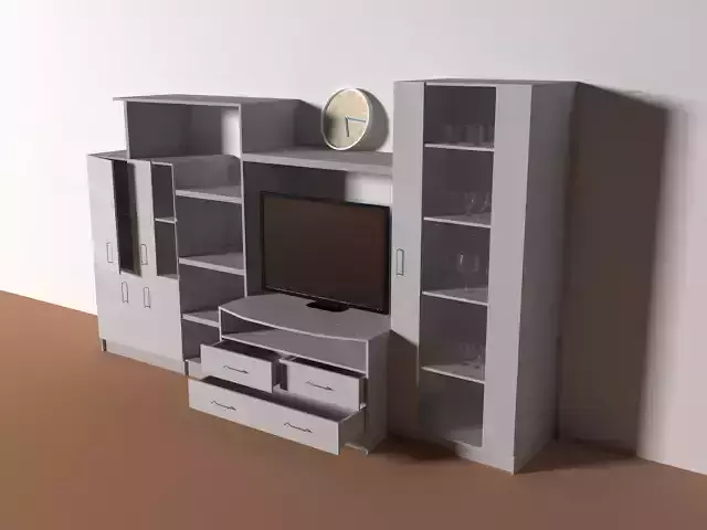 Dining Room furniture with tv - Low poly - Full functional