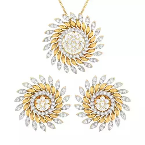 Women Pendant Earrings Set 3dm stl FBX OBJ Render Detail