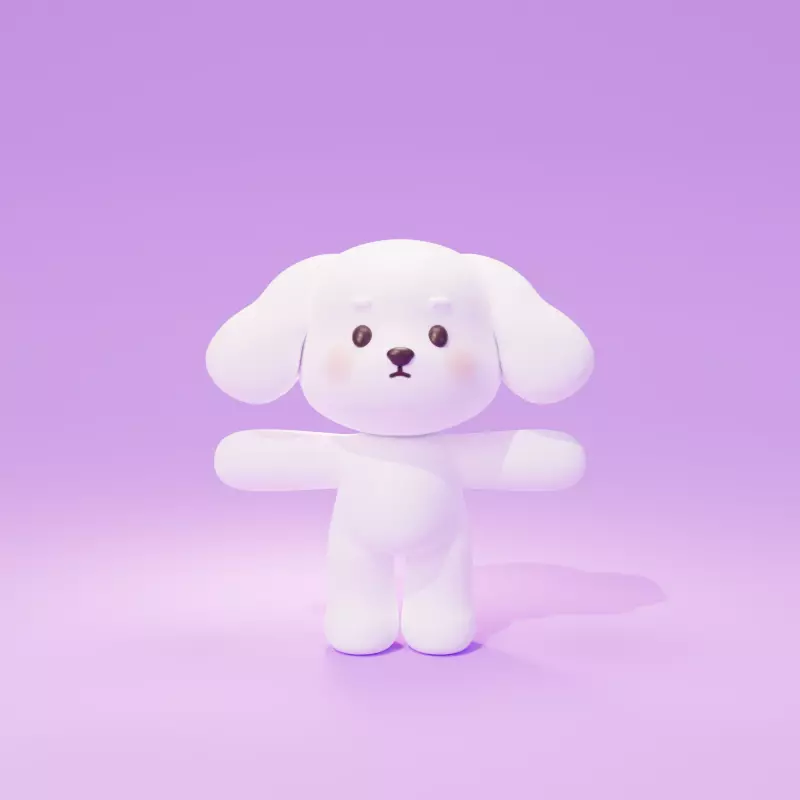 Cartoon cute Poodle puppy 3D model