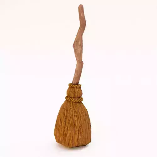 Retro broom low poly 3d model 