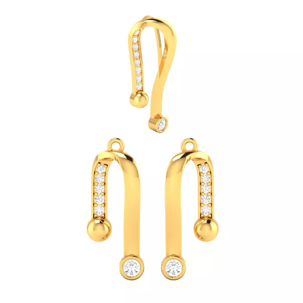 Women Pendant Earrings Set 3dm stl FBX OBJ Render Detail 3D print model_0