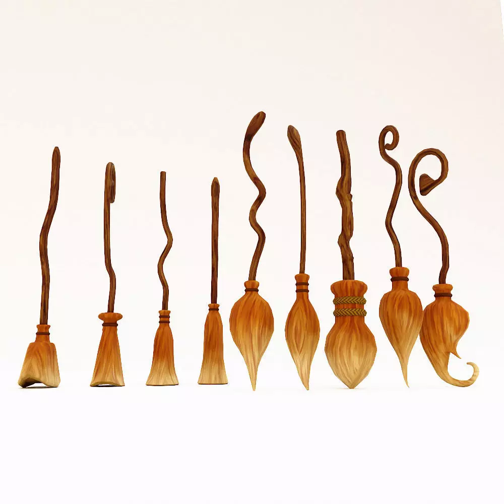 Grass Broom set low poly 3d model  Low-poly 3D model_0