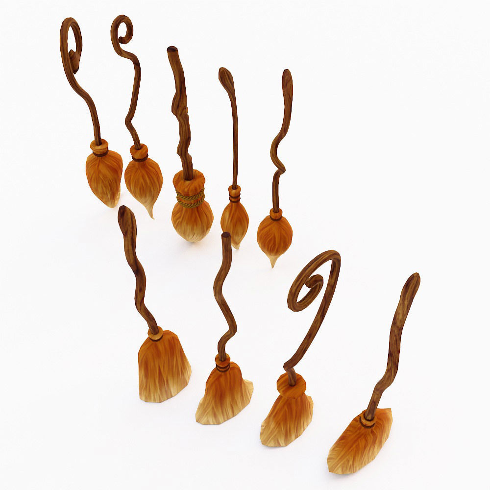 Grass Broom set low poly 3d model  Low-poly 3D model_4