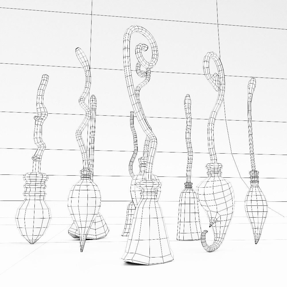 Grass Broom set low poly 3d model  Low-poly 3D model_18