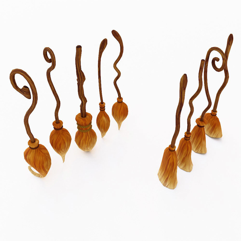 Grass Broom set low poly 3d model  Low-poly 3D model_3