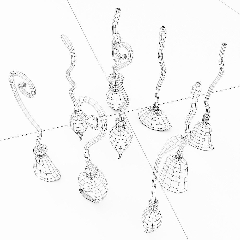 Grass Broom set low poly 3d model  Low-poly 3D model_15