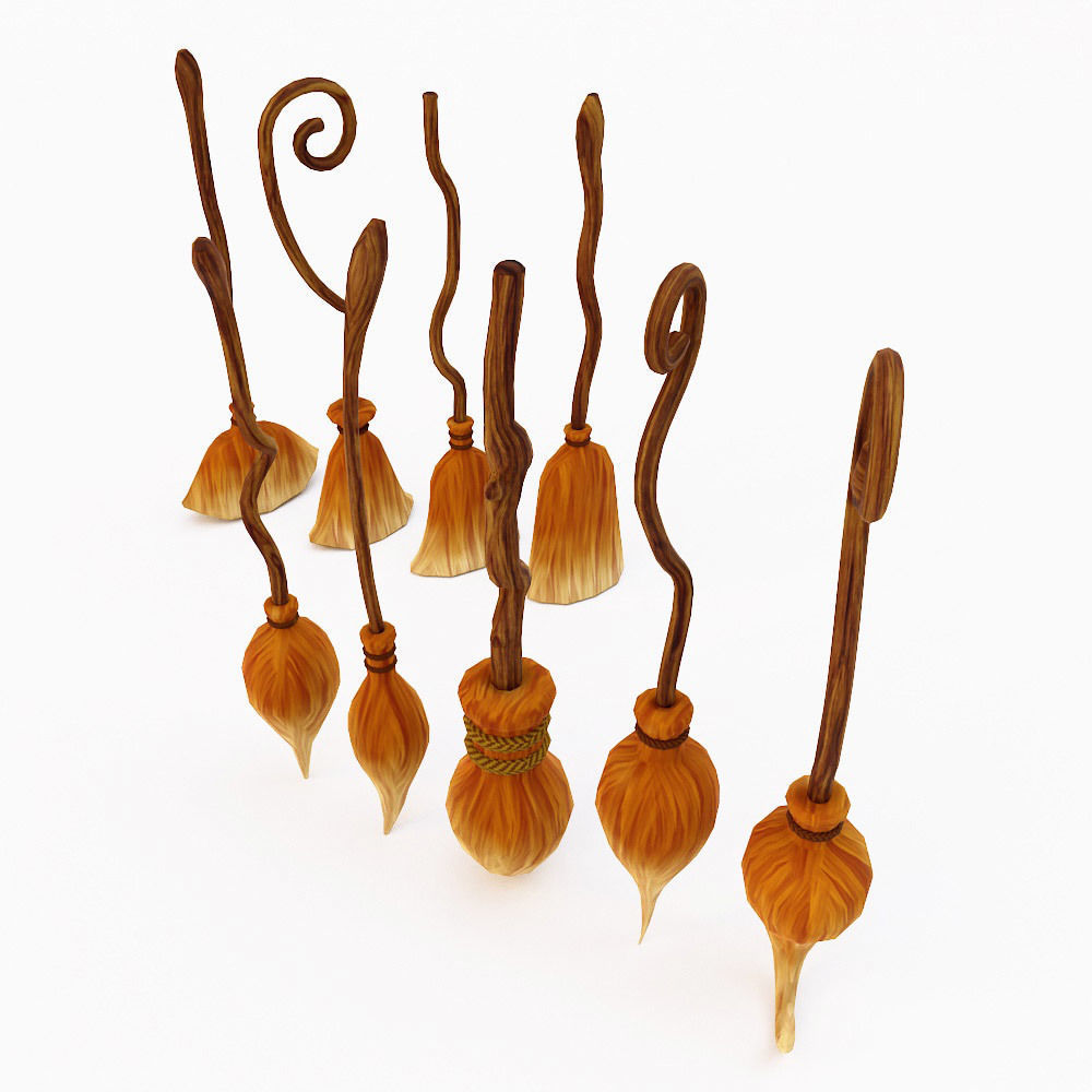 Grass Broom set low poly 3d model  Low-poly 3D model_2