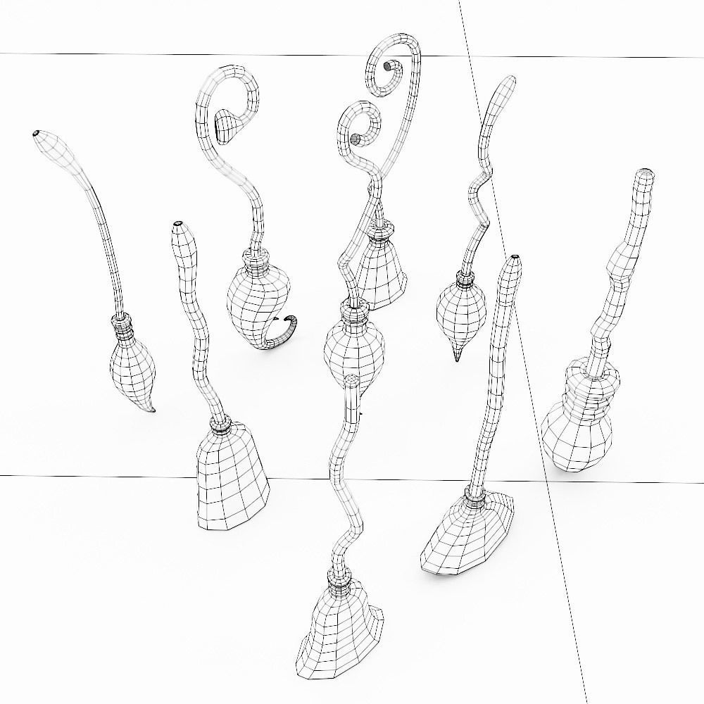 Grass Broom set low poly 3d model  Low-poly 3D model_17