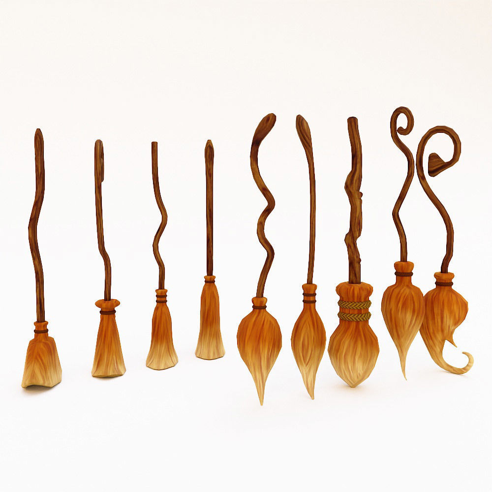 Grass Broom set low poly 3d model  Low-poly 3D model_1