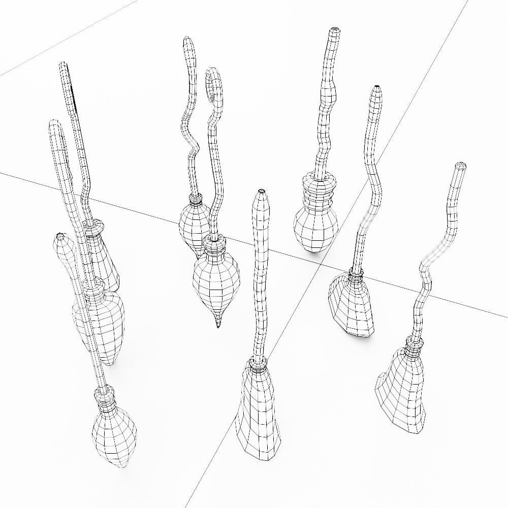 Grass Broom set low poly 3d model  Low-poly 3D model_16