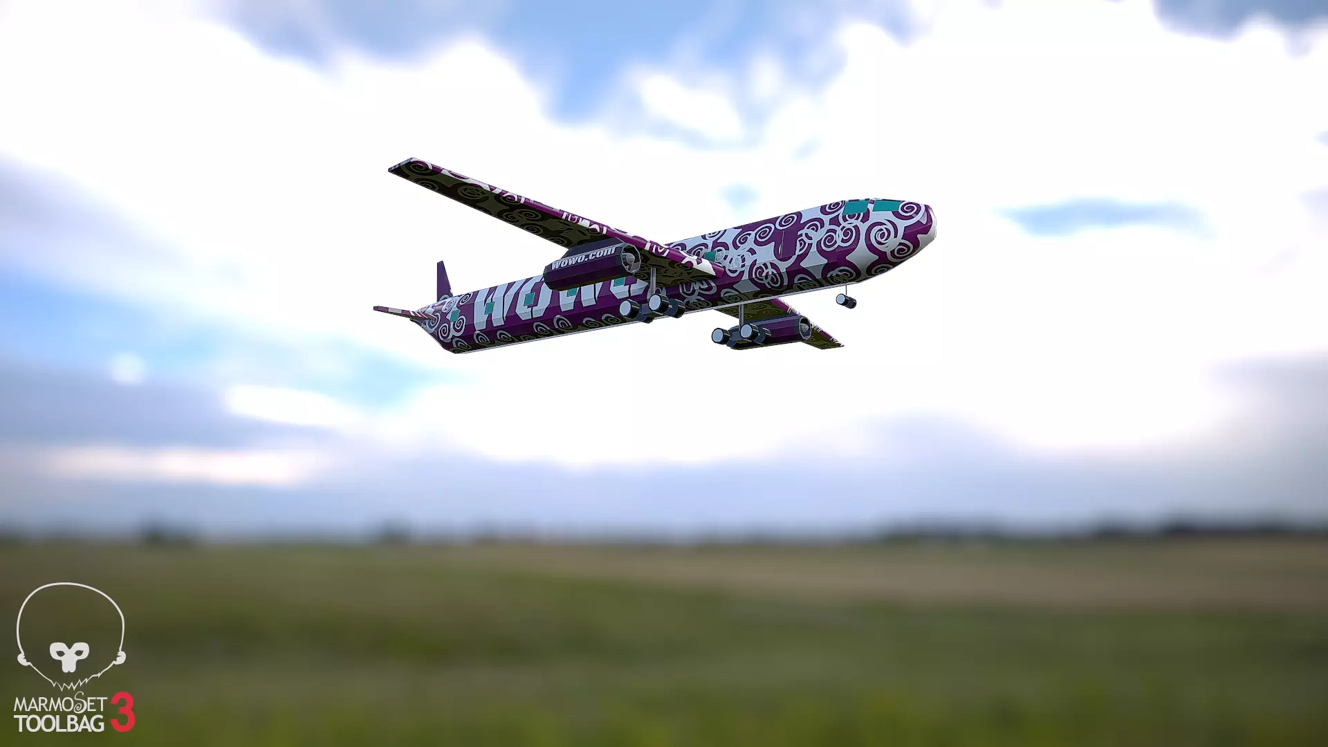 Airplane WOWO Low-poly 3D model