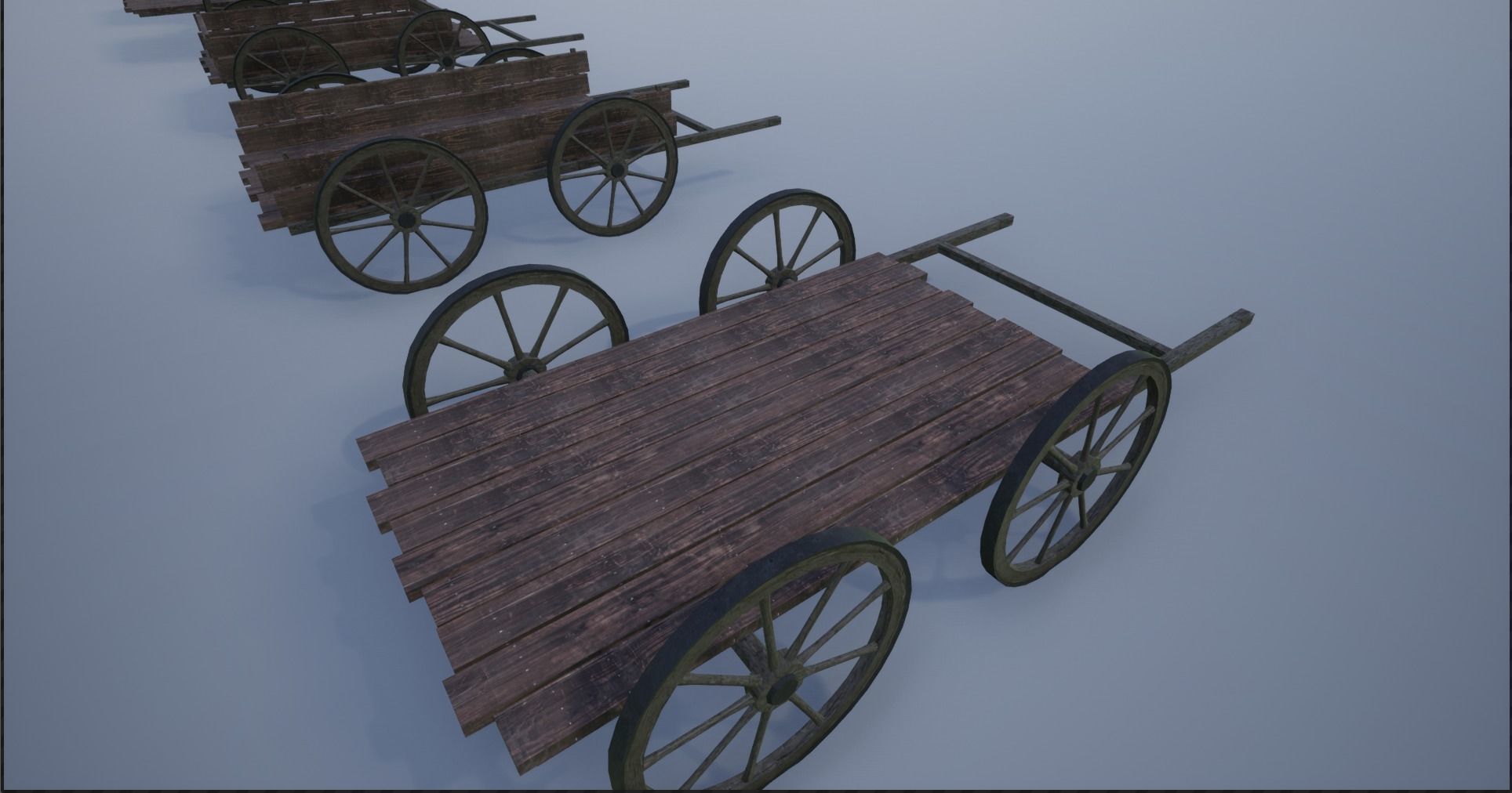 Lowpoly Medieval Wooden Carts Low-poly 3D model_16