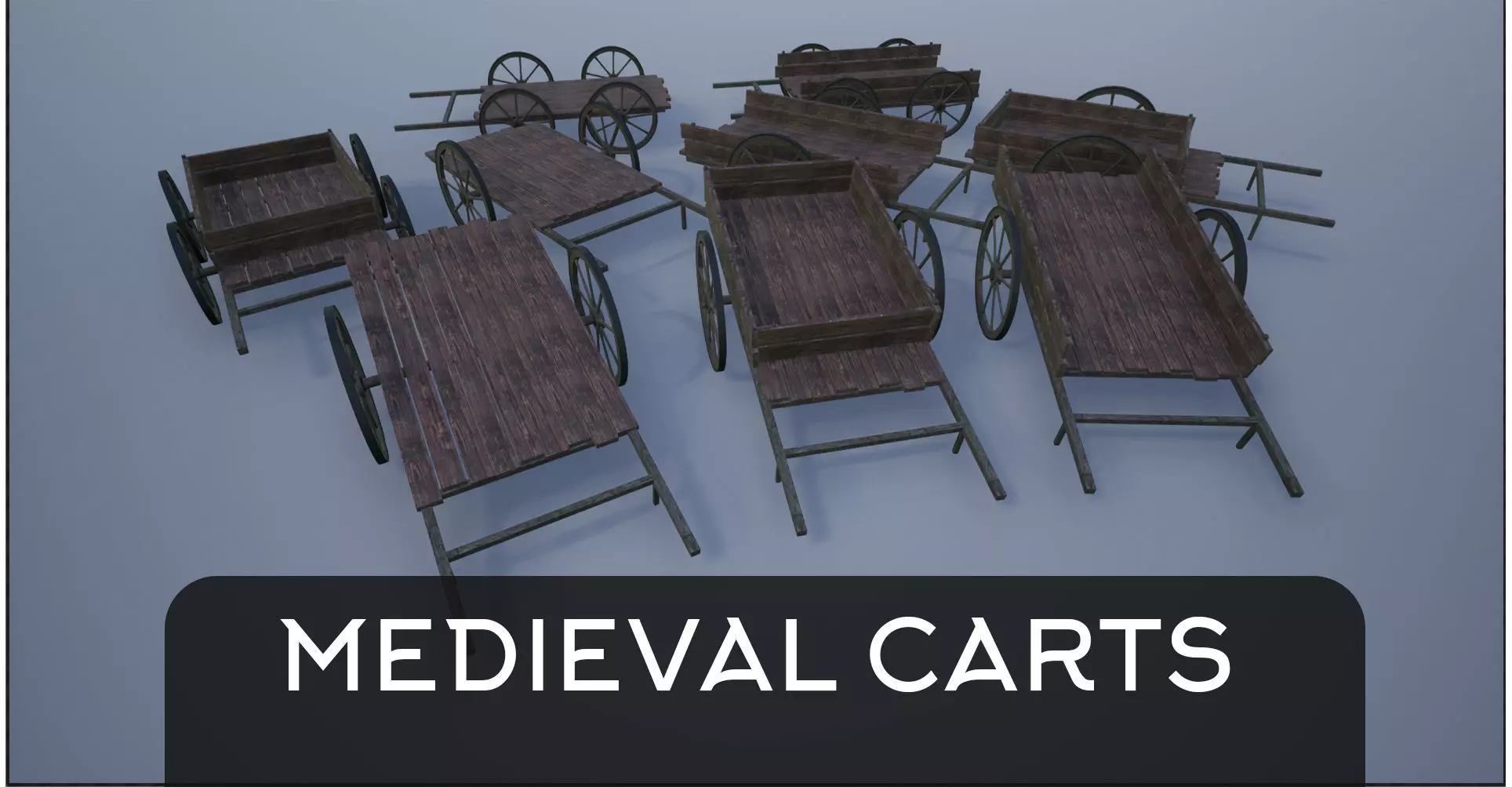 Lowpoly Medieval Wooden Carts Low-poly 3D model_0