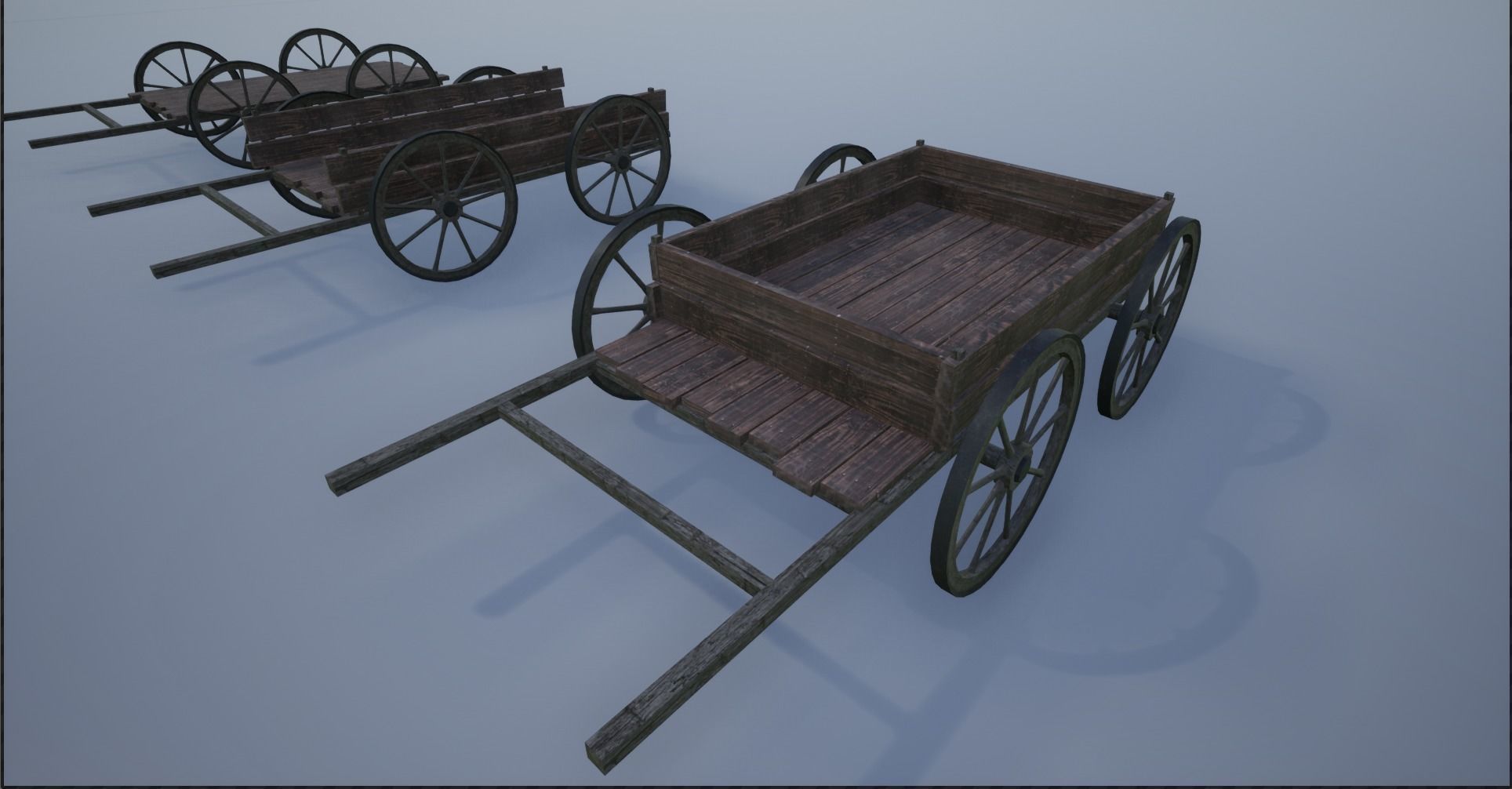 Lowpoly Medieval Wooden Carts Low-poly 3D model_12