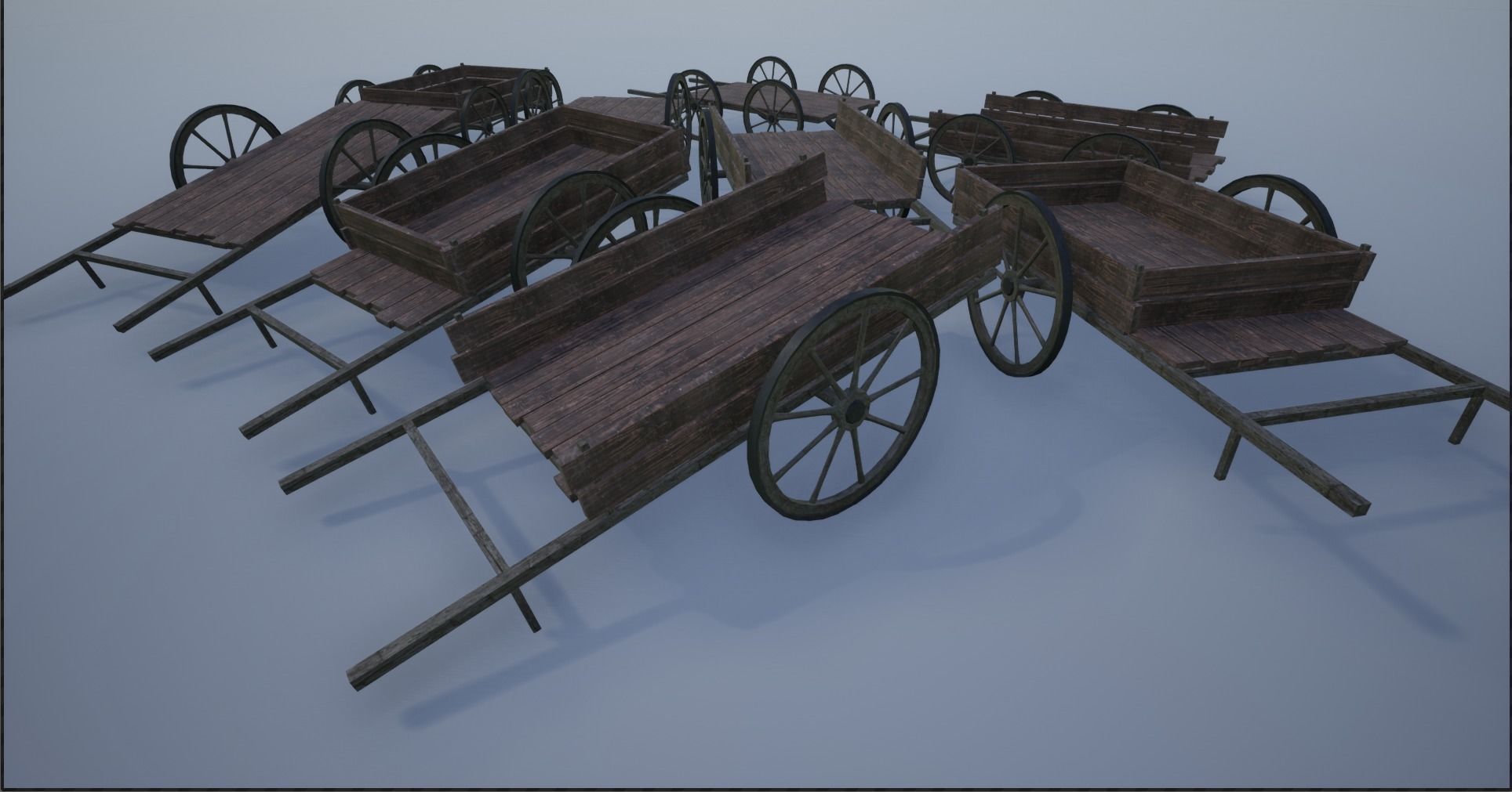 Lowpoly Medieval Wooden Carts Low-poly 3D model_4