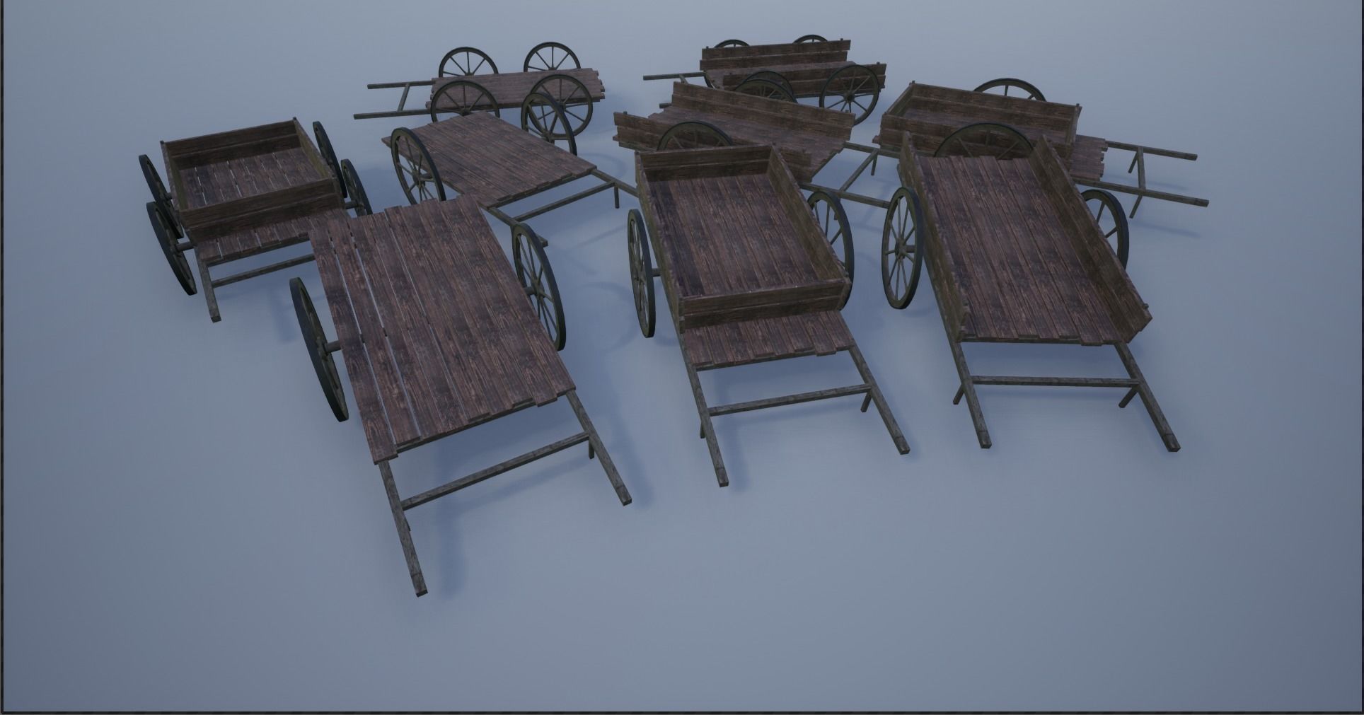 Lowpoly Medieval Wooden Carts Low-poly 3D model_2