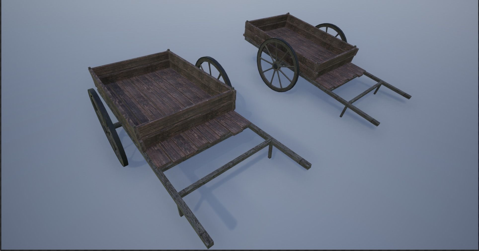 Lowpoly Medieval Wooden Carts Low-poly 3D model_23