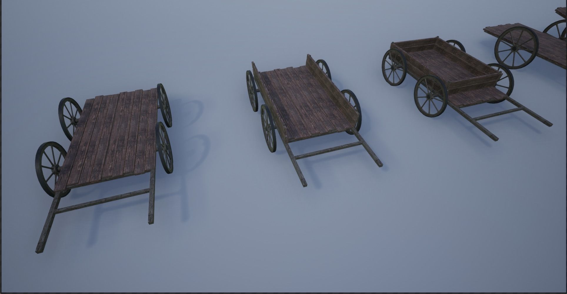 Lowpoly Medieval Wooden Carts Low-poly 3D model_17