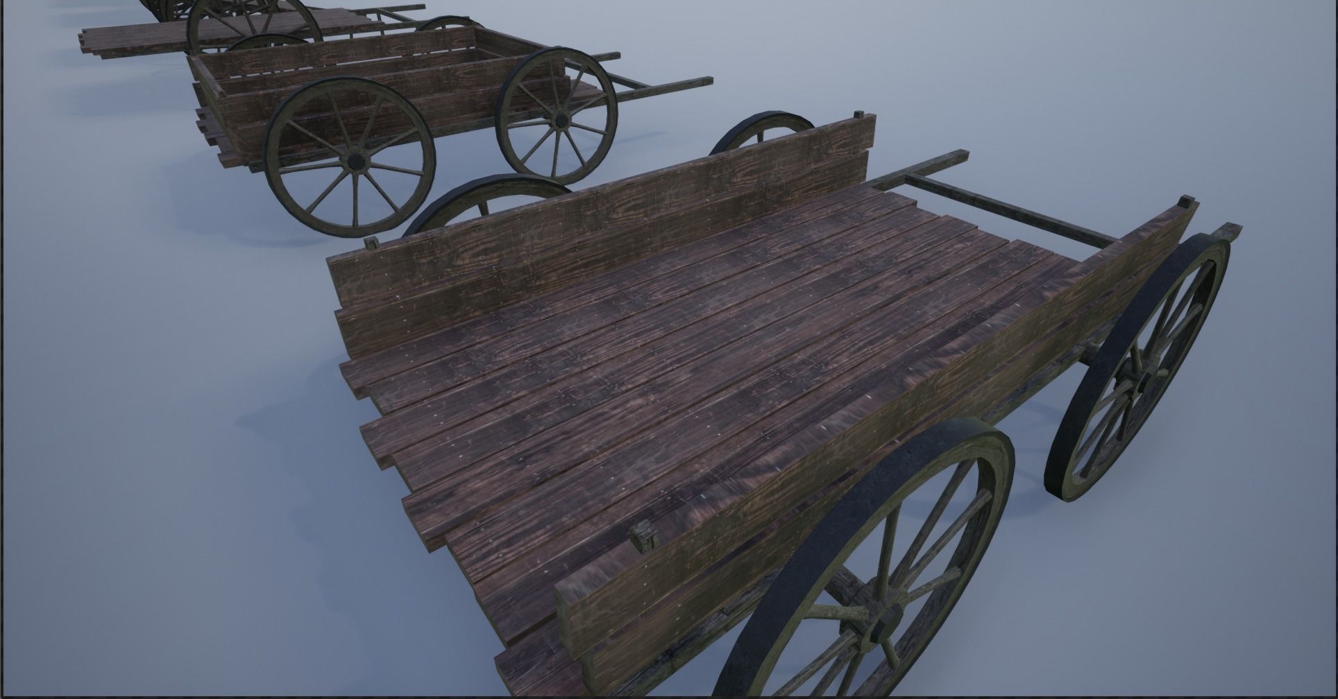 Lowpoly Medieval Wooden Carts Low-poly 3D model_15