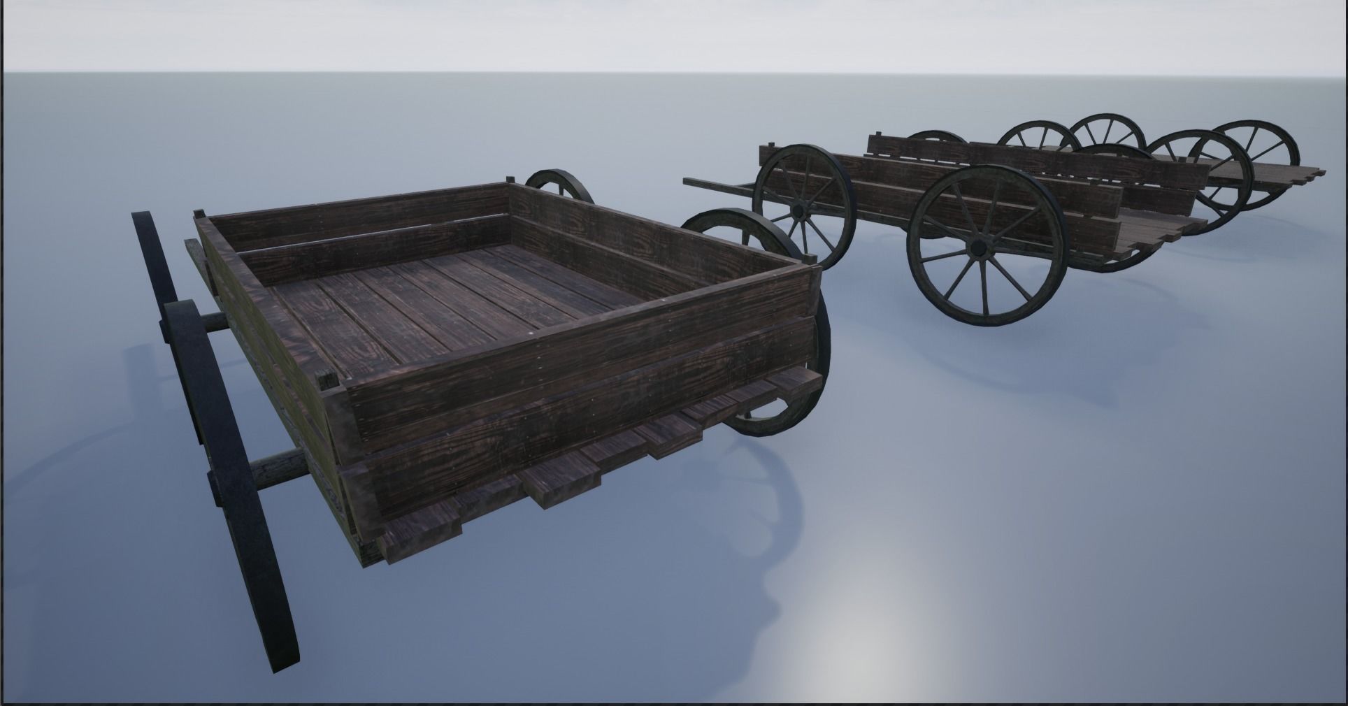 Lowpoly Medieval Wooden Carts Low-poly 3D model_14