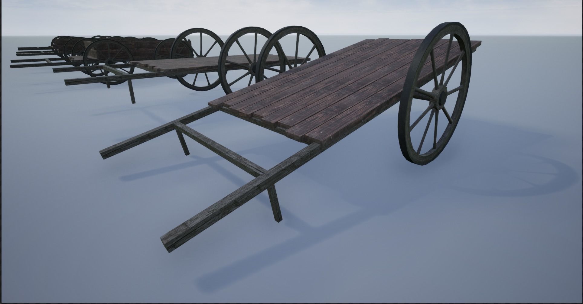 Lowpoly Medieval Wooden Carts Low-poly 3D model_8