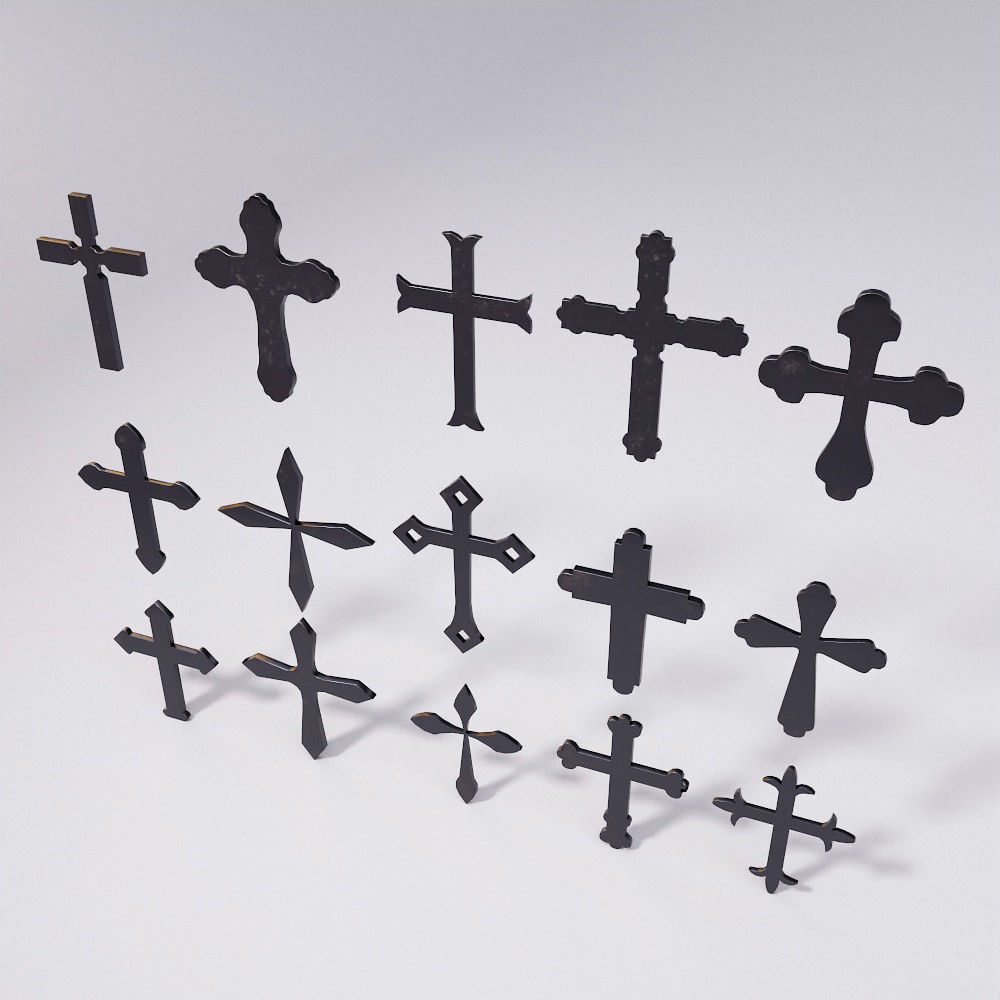 Cross Christianity symbols low poly 3d model Low-poly 3D model_2