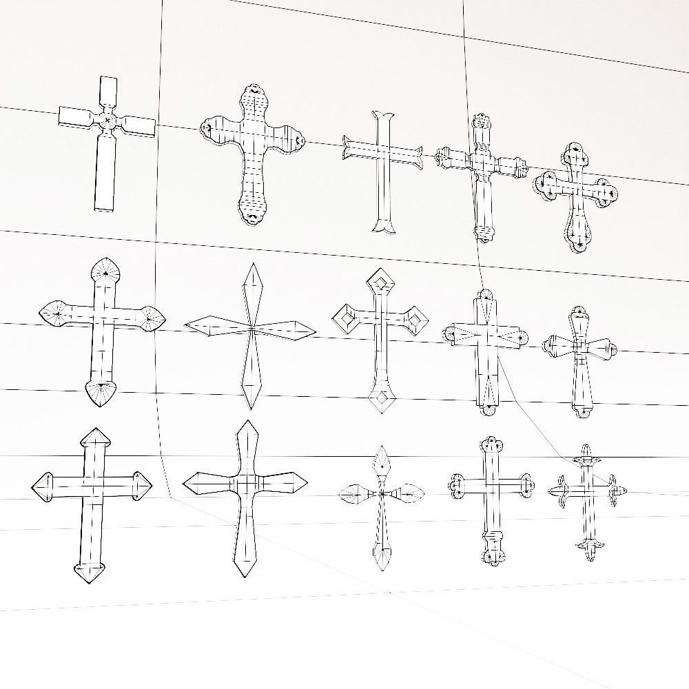 Cross Christianity symbols low poly 3d model Low-poly 3D model_10