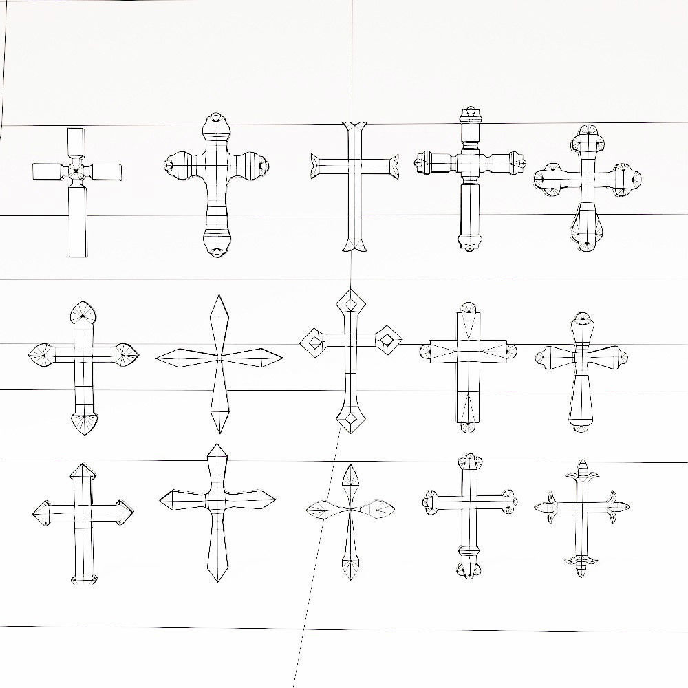 Cross Christianity symbols low poly 3d model Low-poly 3D model_7