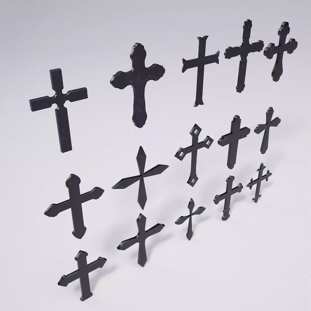 Cross Christianity symbols low poly 3d model Low-poly 3D model_0