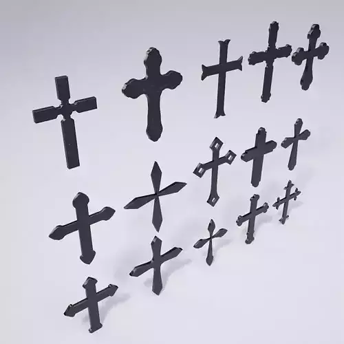 Cross Christianity symbols low poly 3d model