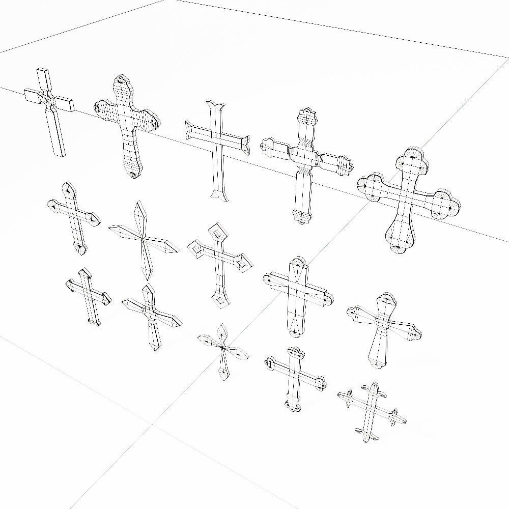 Cross Christianity symbols low poly 3d model Low-poly 3D model_8