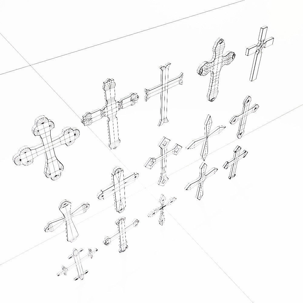 Cross Christianity symbols low poly 3d model Low-poly 3D model_9