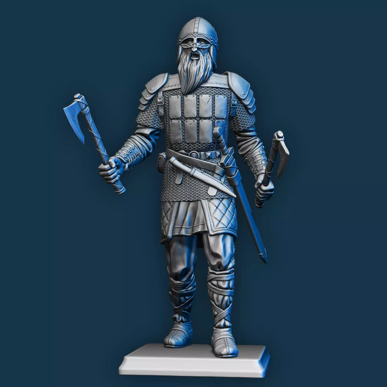 Viking 3d print model statue of holding axe 3D print model