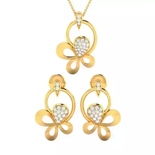 Women Pendant Earrings Set 3dm stl FBX OBJ Render Detail