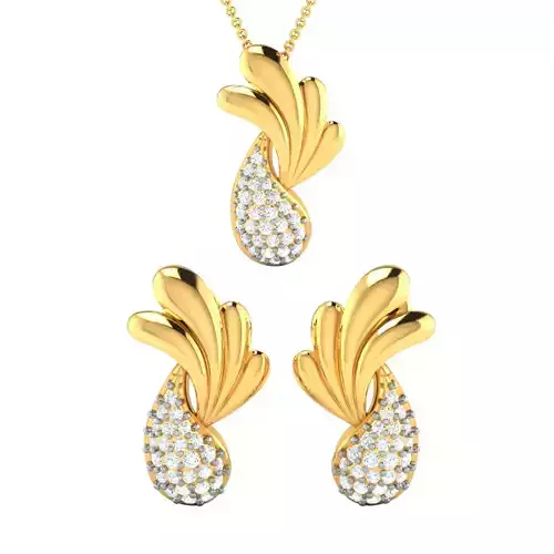 Women Pendant Earrings Set 3dm stl FBX OBJ Render Detail
