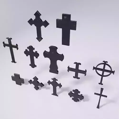 Cross symbols set 3d model 