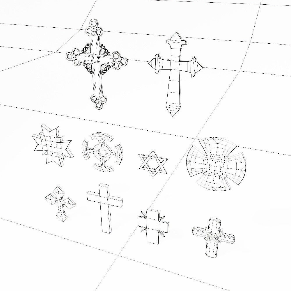 Cross Christ symbols set 3d model  Low-poly 3D model_7