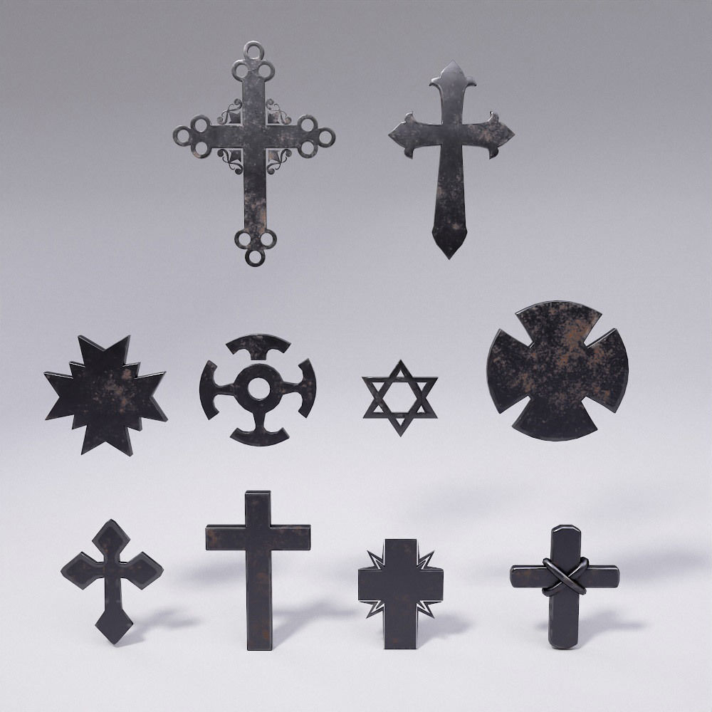 Cross Christ symbols set 3d model  Low-poly 3D model_1