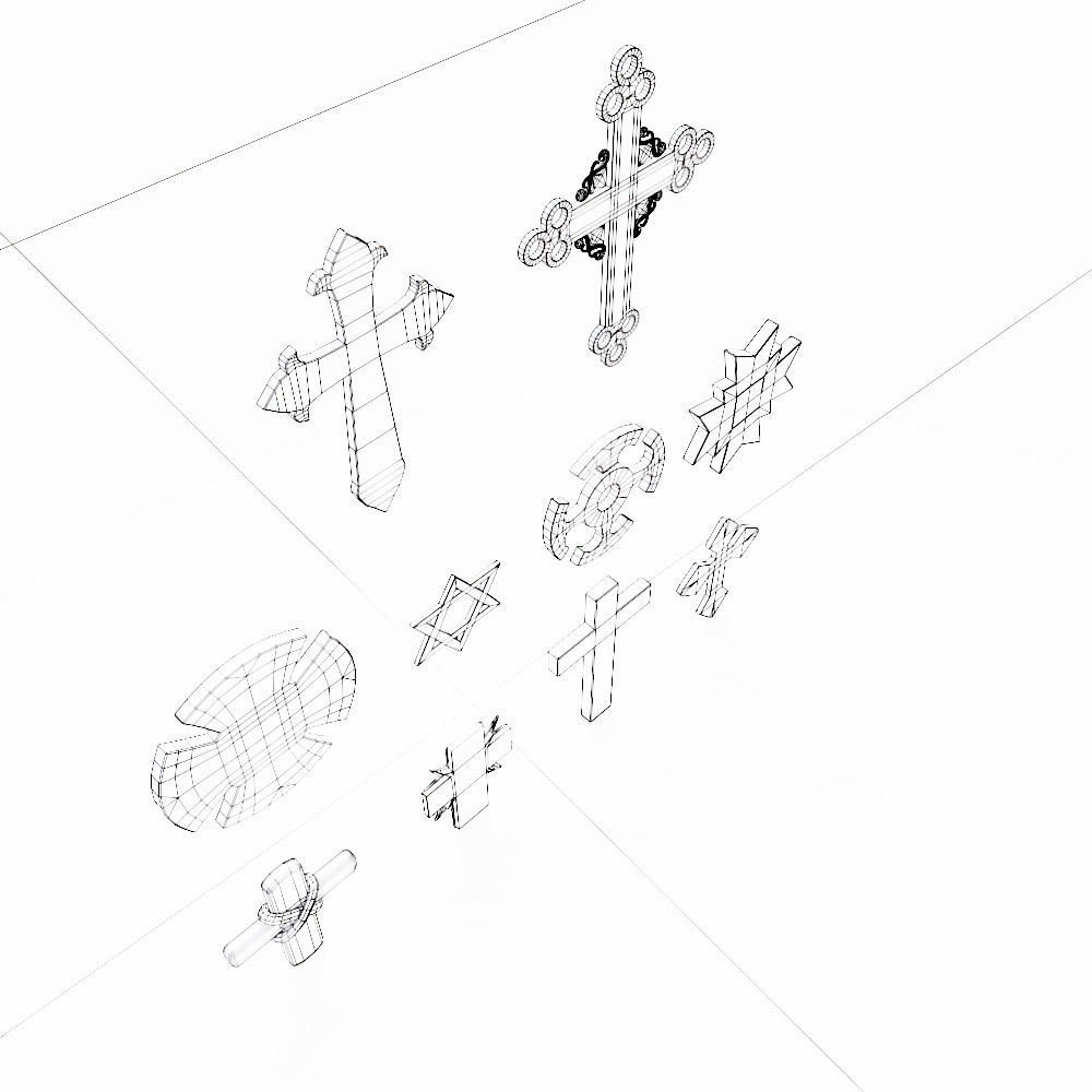 Cross Christ symbols set 3d model  Low-poly 3D model_8