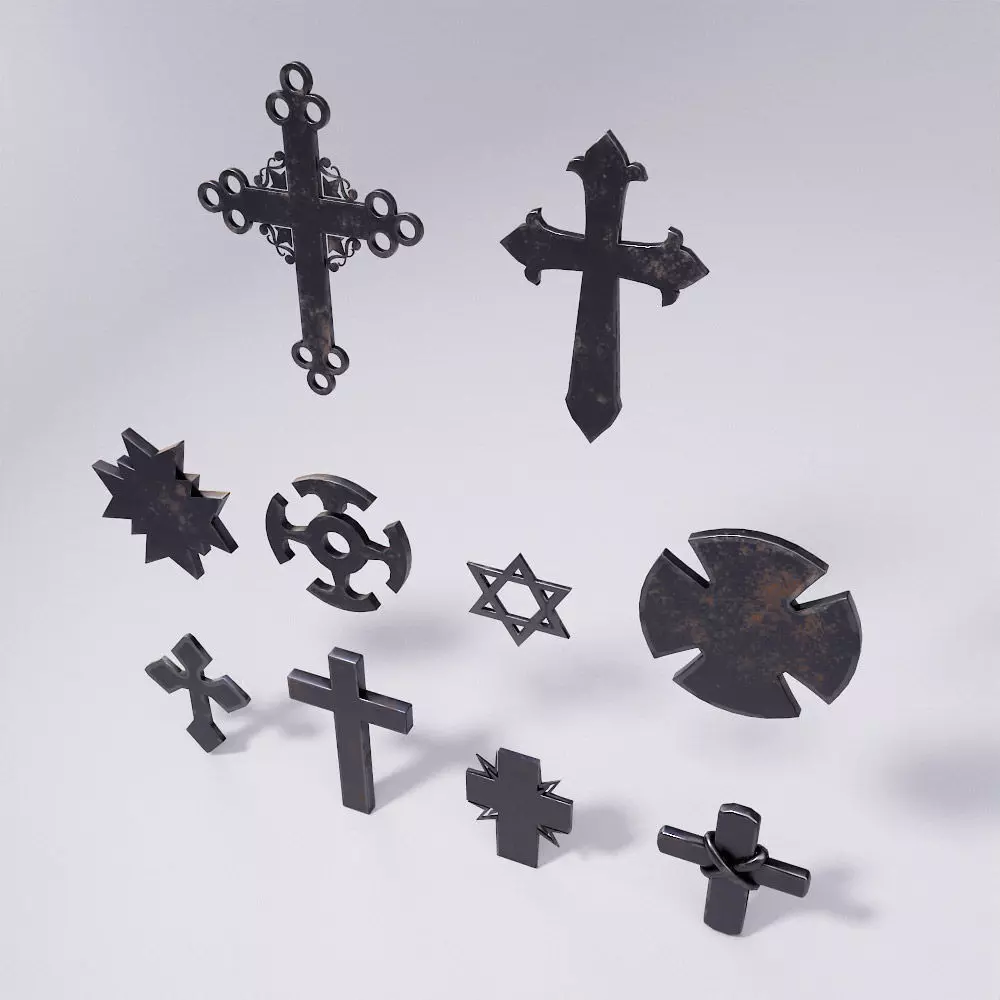 Cross Christ symbols set 3d model  Low-poly 3D model_0