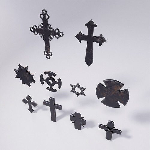 Cross Christ symbols set 3d model  Low-poly 3D model
