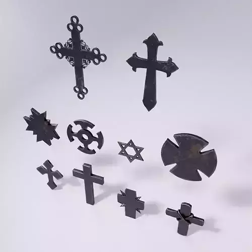 Cross Christ symbols set 3d model 