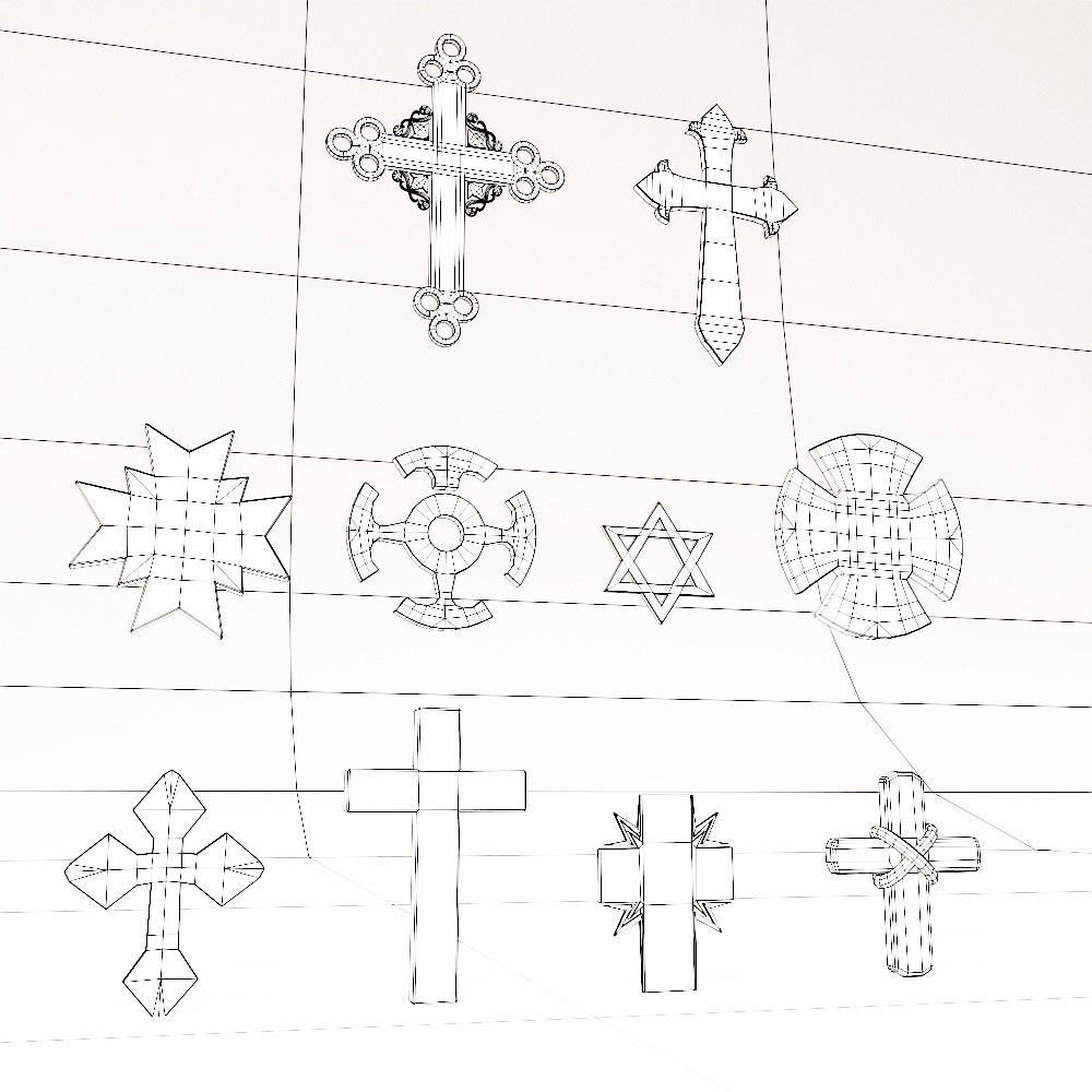 Cross Christ symbols set 3d model  Low-poly 3D model_9