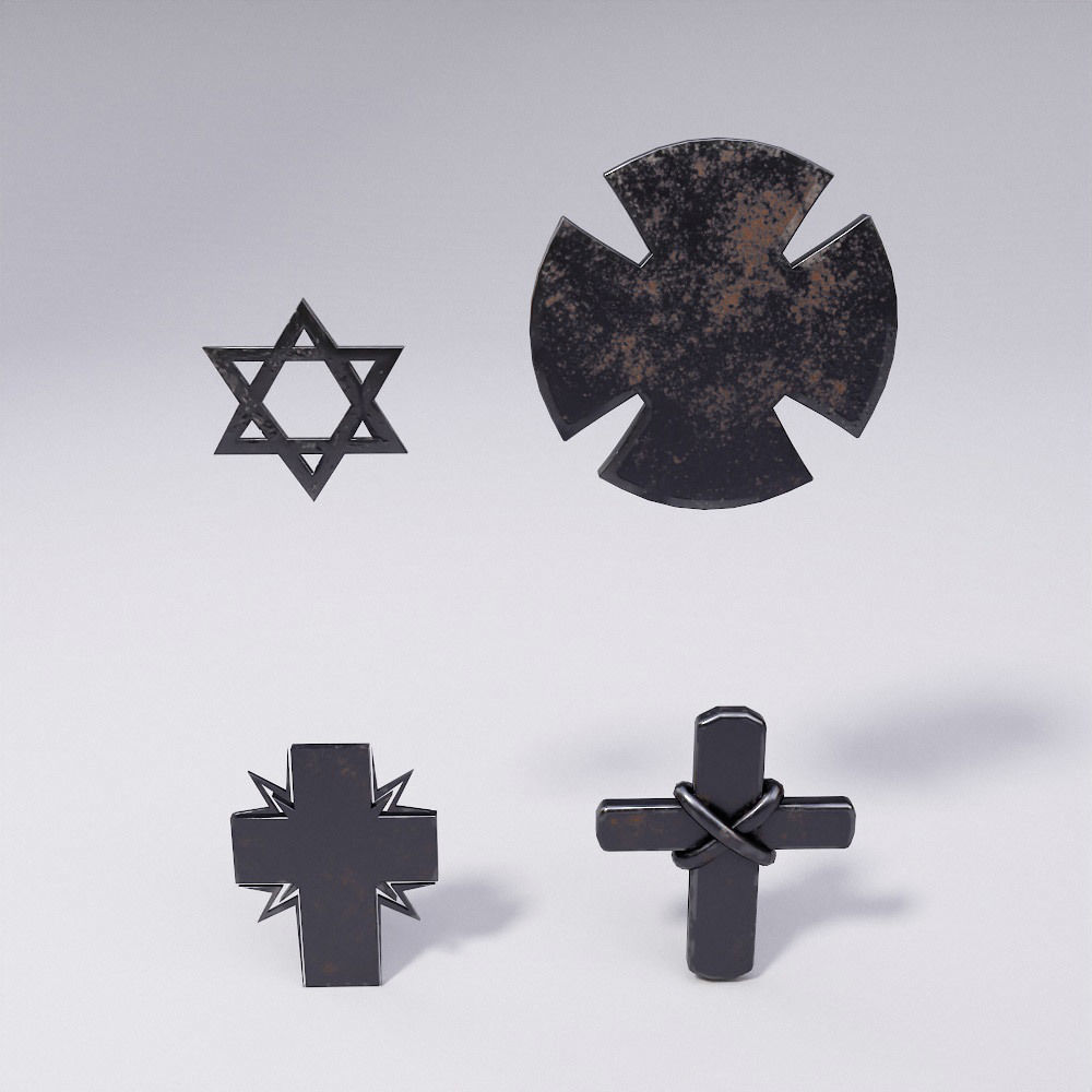Cross Christ symbols set 3d model  Low-poly 3D model_5