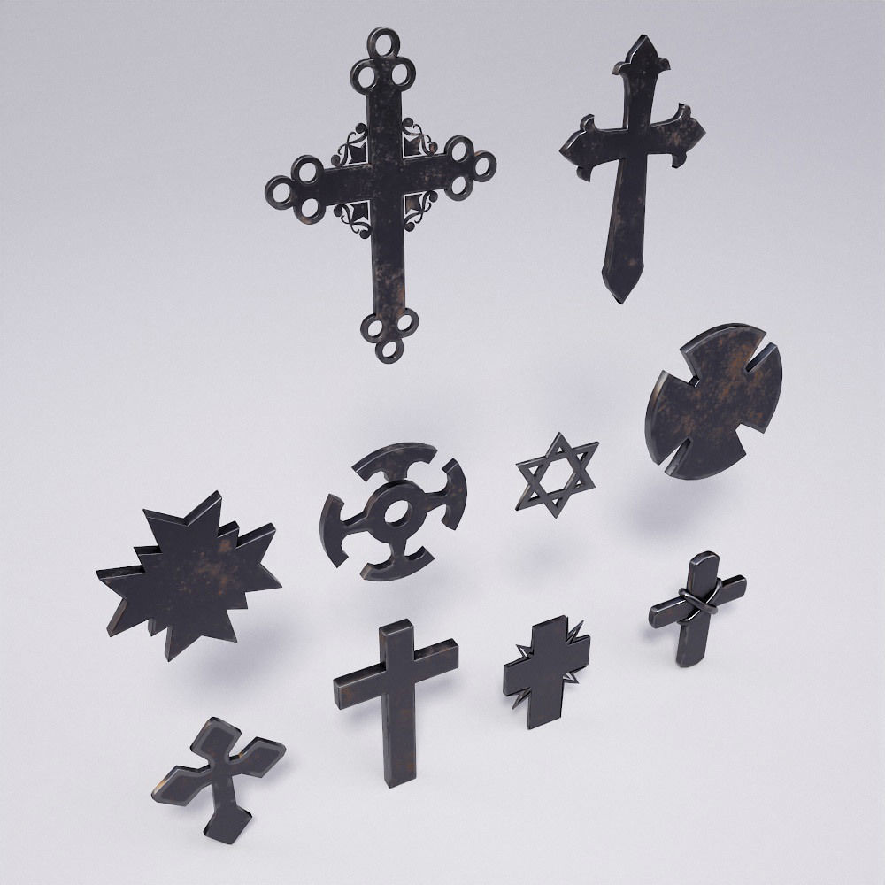 Cross Christ symbols set 3d model  Low-poly 3D model_2