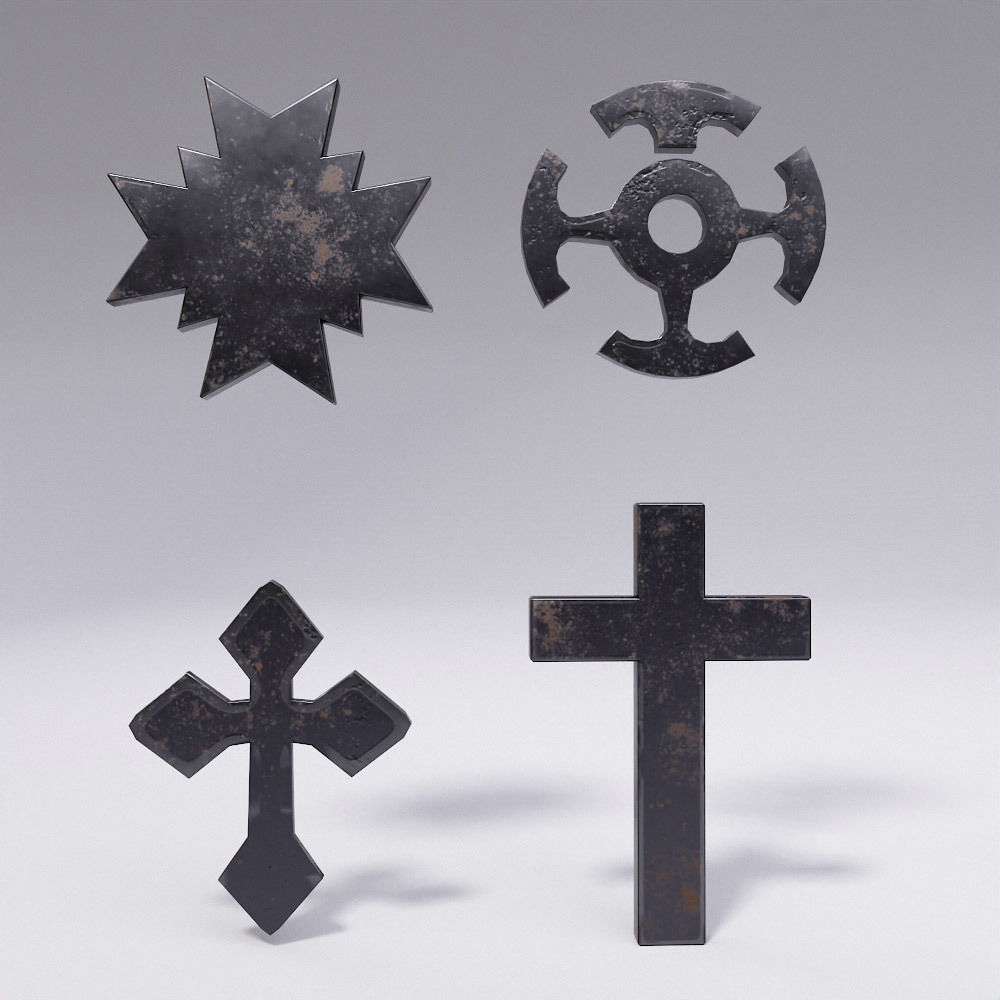 Cross Christ symbols set 3d model  Low-poly 3D model_3