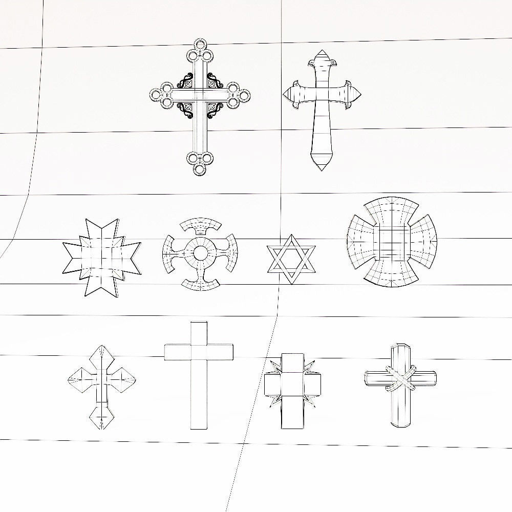 Cross Christ symbols set 3d model  Low-poly 3D model_6