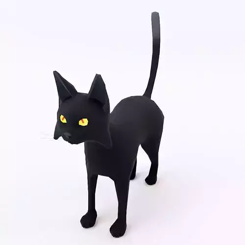 Creepy stray cat low poly 3d model 
