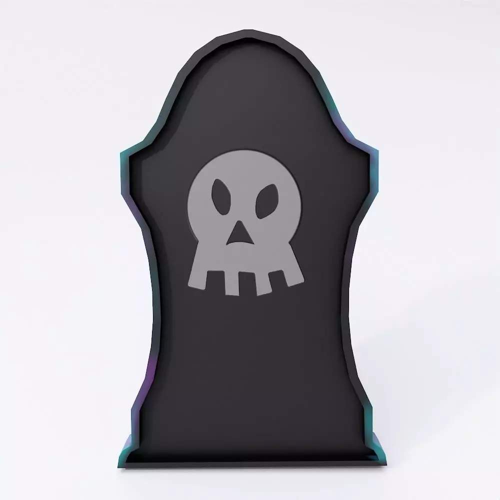 Tombstone low poly 3d model with skull Free low-poly 3D model