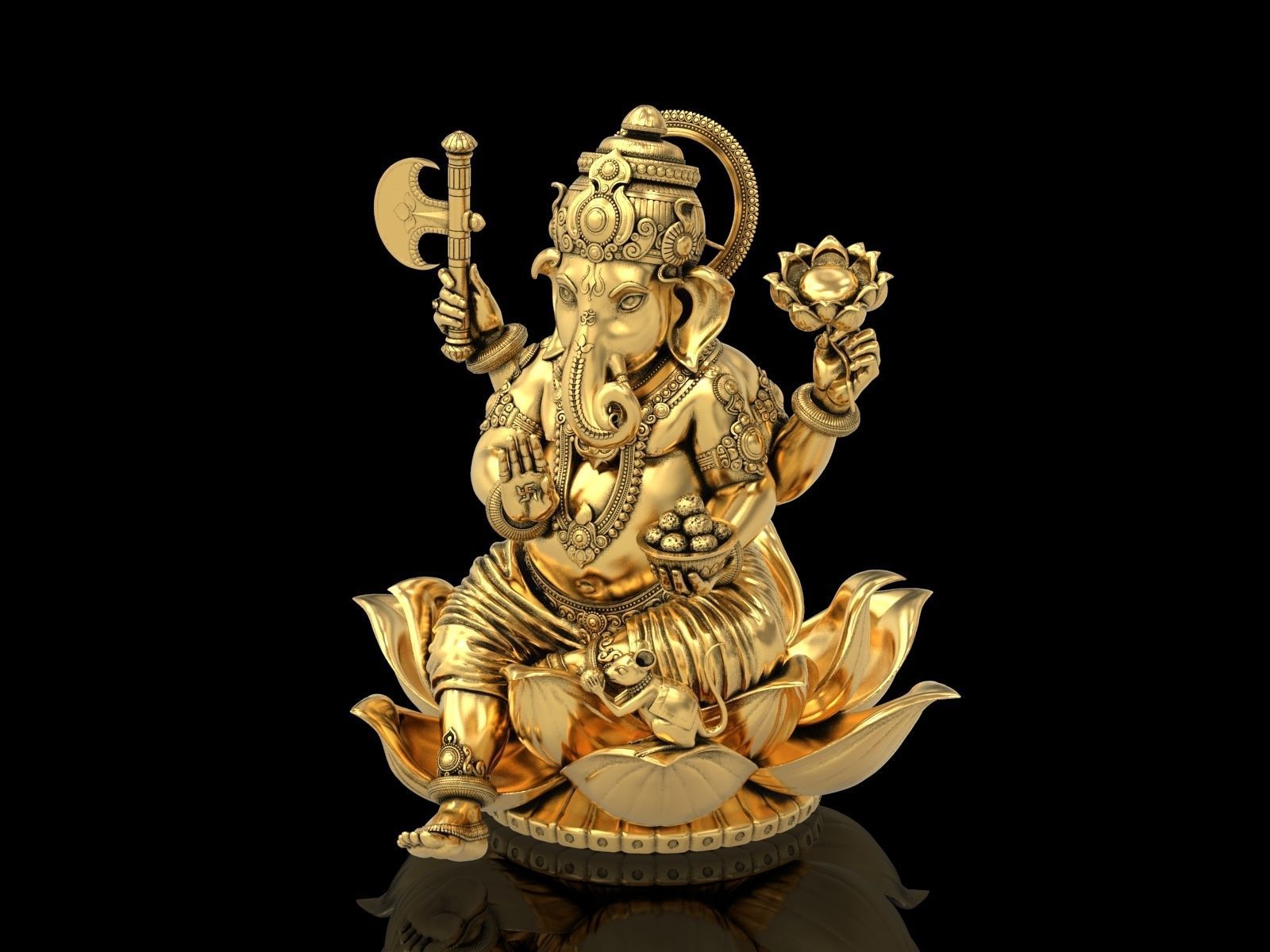 Lord Ganesha Sitting Statue 3D print model_20